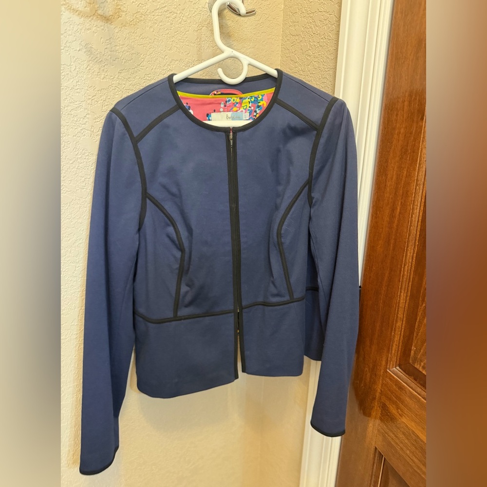 Boden Navy Blue Blazer with Black Trim NWOT